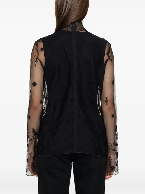 TOTEME floral-embroidered shirt - Black