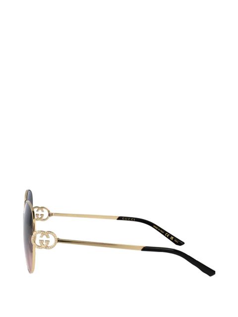 Gucci Interlocking G round-frame sunglasses - Gold