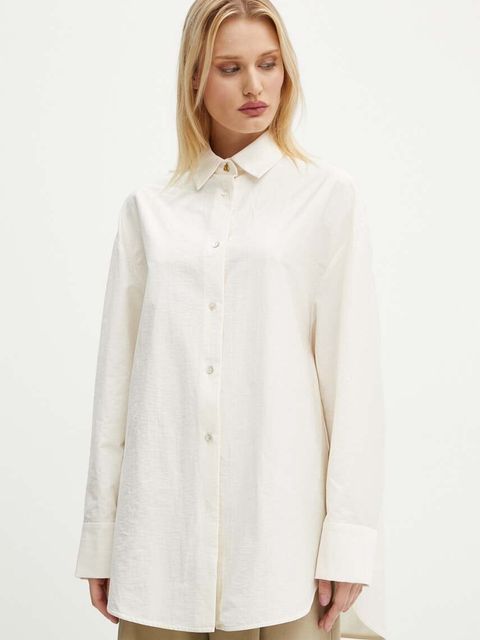 AERON koszula damska kolor beżowy relaxed z kołnierzykiem klasycznym CRSH162471 - zdjęcie produktu nr 1