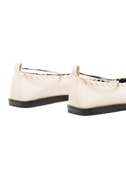 Jil Sander square toe stitch detail ballerina shoes - Neutrals