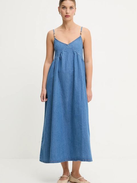 Answear.LAB sukienka jeansowa kolor niebieski midi rozkloszowana - zdjęcie produktu nr 1