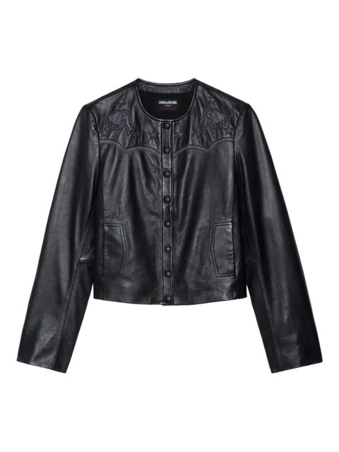 Zadig&Voltaire embroidered-details leather jacket - Black - zdjęcie produktu nr 1