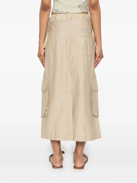 Acne Studios embroidered-logo cargo skirt - Neutrals