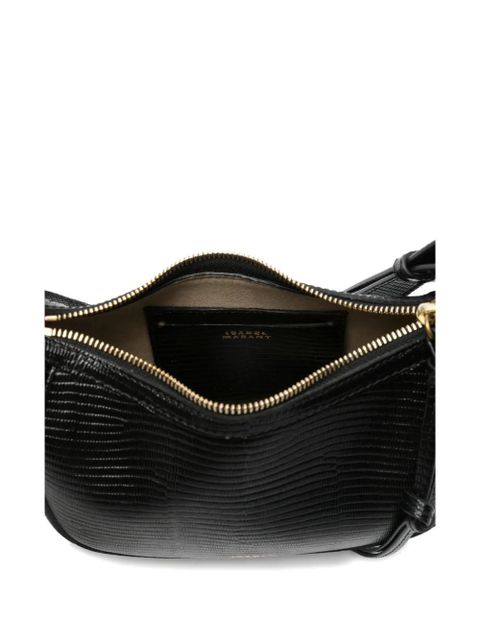 ISABEL MARANT Oskan lizard-effect studded shoulder bag - Black