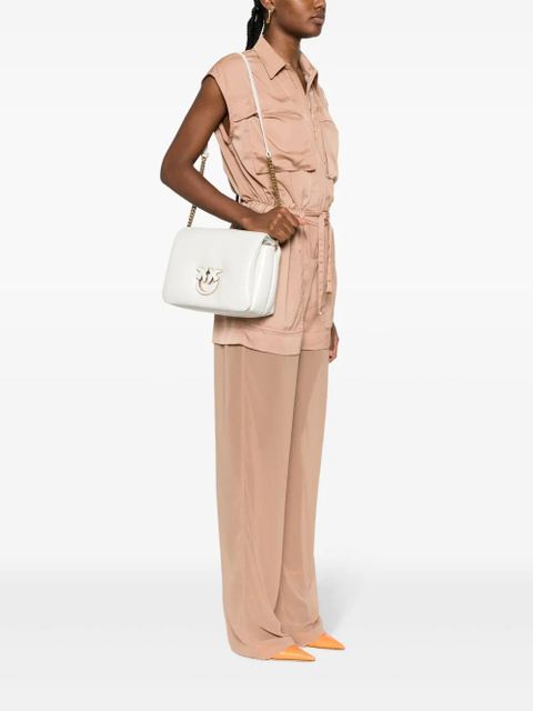 PINKO Love leather crossbody bag - White