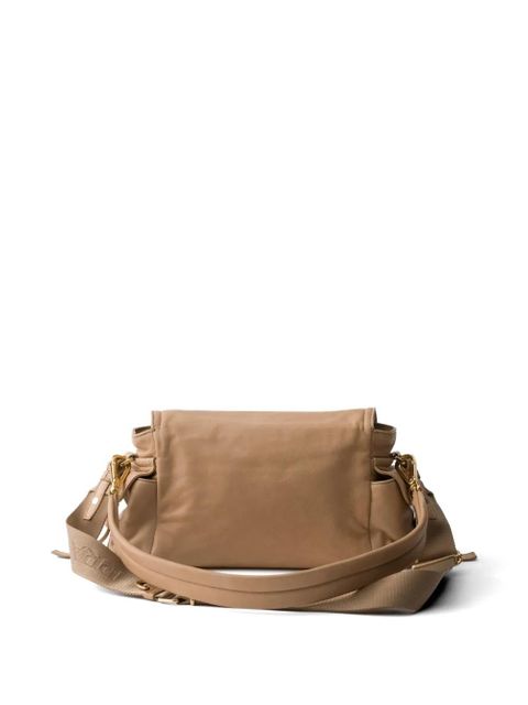 Prada Explore medium nappa leather shoulder bag with flap - Neutrals