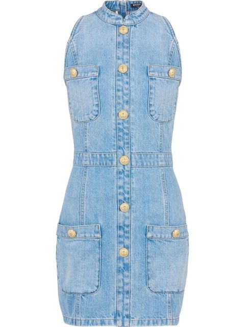 Balmain denim fitted mini dress - Blue - zdjęcie produktu nr 1