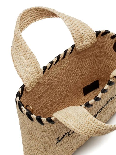 Lanvin logo-motif raffia tote bag - Neutrals