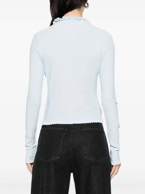 Balenciaga ruffle trim bow cardigan - Blue
