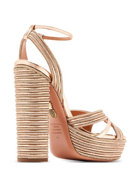 Aquazzura 140mm Sundance Sparkle embellished platform sandals - Pink