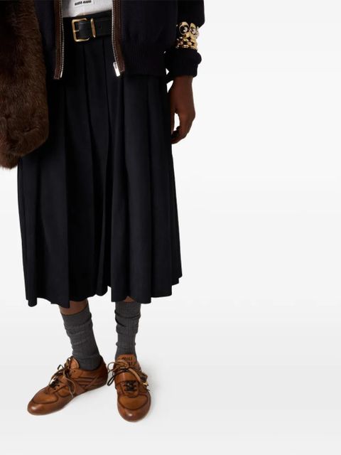 Miu Miu pleated suede midi skirt - Blue