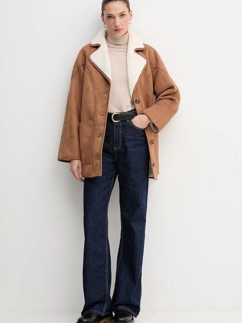 Pepe Jeans płaszcz kolor brązowy PL4024362