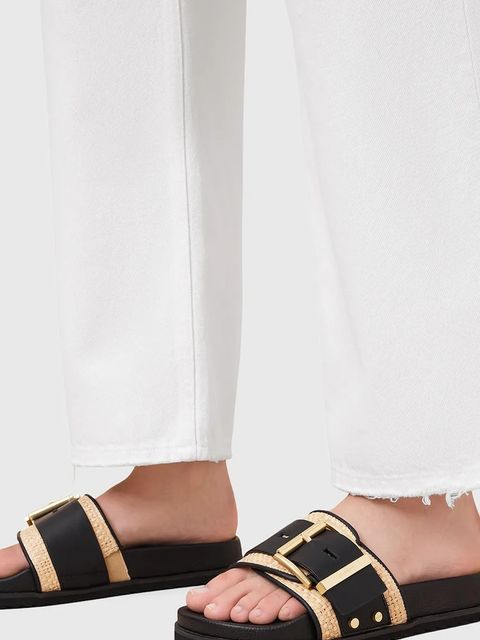 AllSaints klapki Ellie Raffia Slider damskie kolor czarny W003FD