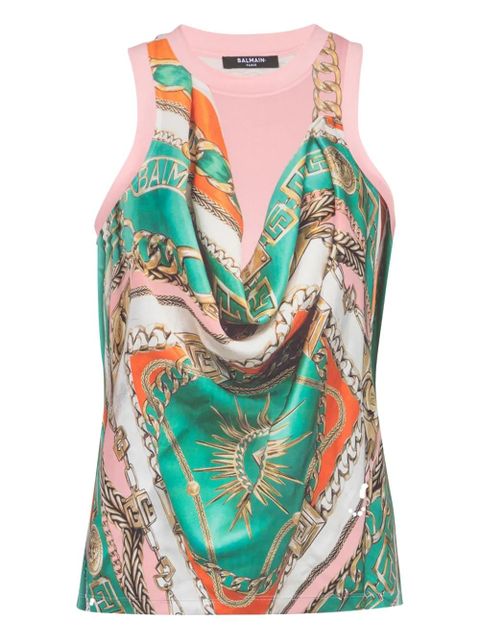Balmain Foulard-print vest - Green - zdjęcie produktu nr 1
