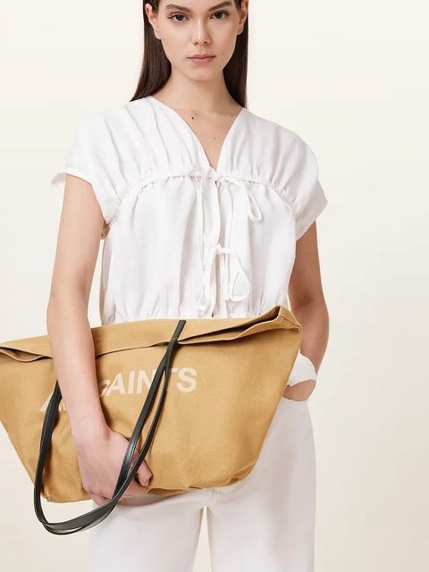 AllSaints torebka bawełniana SERAFINA kolor beżowy W323XC