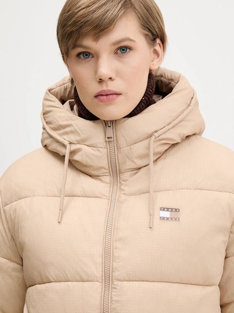 Tommy Jeans kurtka kolor beżowy zimowa DW0DW21625