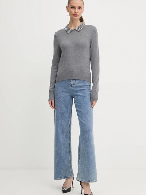 Pinko sweter z domieszką wełny damski kolor szary 105530 A2S4