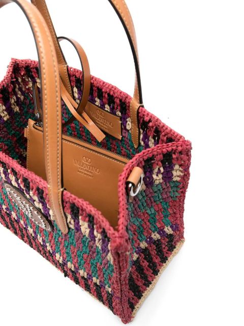 Valentino Garavani VLogo raffia tote bag - Pink