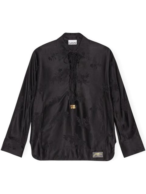 GANNI floral-jacquard shirt - Black - zdjęcie produktu nr 1