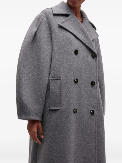 GANNI balloon-sleeves double-breasted coat - Grey