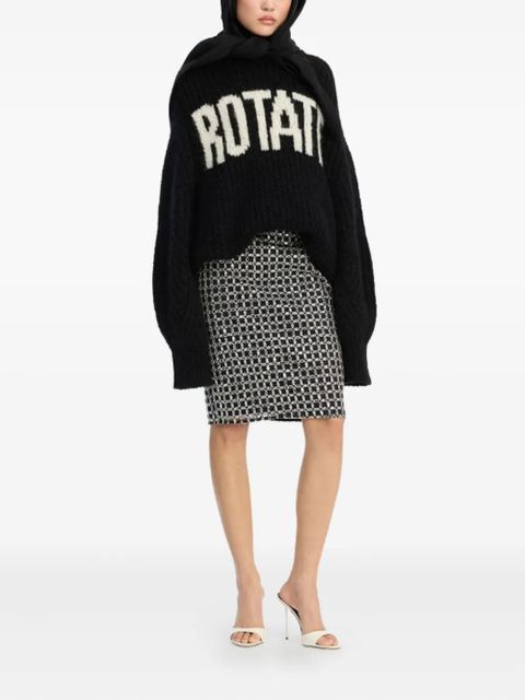 ROTATE BIRGER CHRISTENSEN beaded-embellishment midi skirt - Black - zdjęcie produktu nr 2