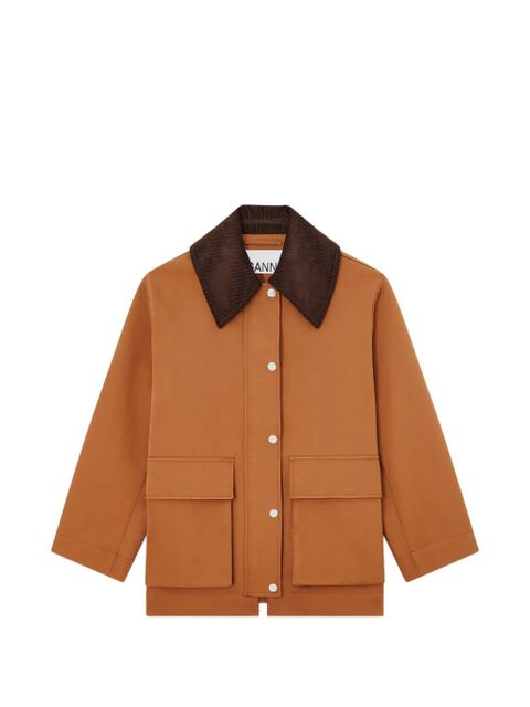 GANNI patch-pocket corduroy-collar jacket - Brown - zdjęcie produktu nr 1