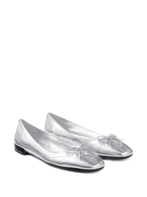 Jimmy Choo Scarlett lace-up bow ballerina flats - Silver