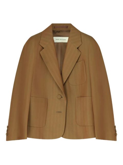DRIES VAN NOTEN herringbone cropped blazer - Brown - zdjęcie produktu nr 1