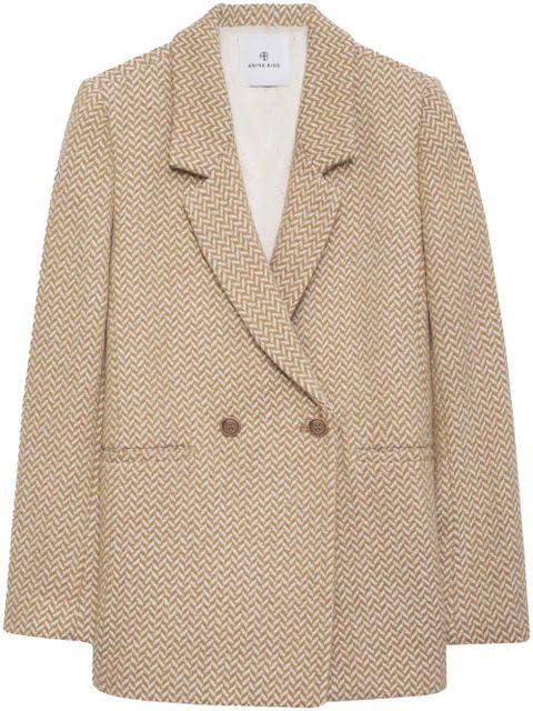 ANINE BING Fishbone double-breasted blazer - Neutrals - zdjęcie produktu nr 1