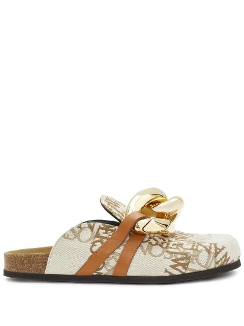 JW Anderson Chain logo grid mules - Neutrals - zdjęcie produktu nr 1