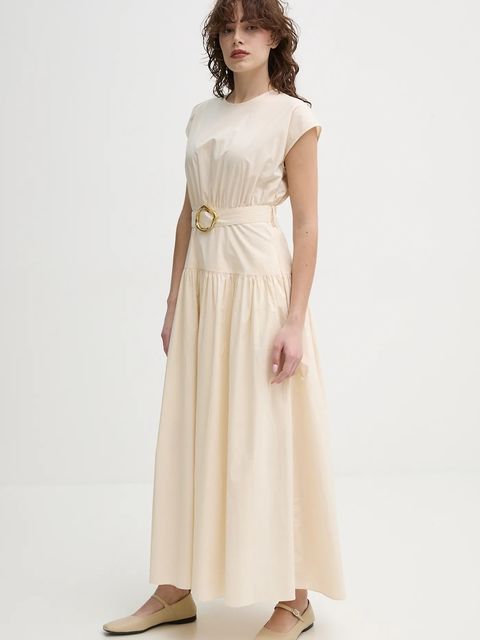 ISABELLE BLANCHE sukienka bawełniana kolor beżowy maxi rozkloszowana IS25SS-A135-T010