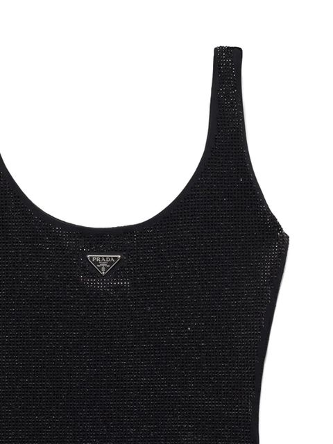 Prada triangle-logo rhinestone-embellished swimsuit - Black - zdjęcie produktu nr 2