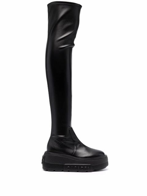 Casadei C-Chain thigh-high boots - Black - zdjęcie produktu nr 1