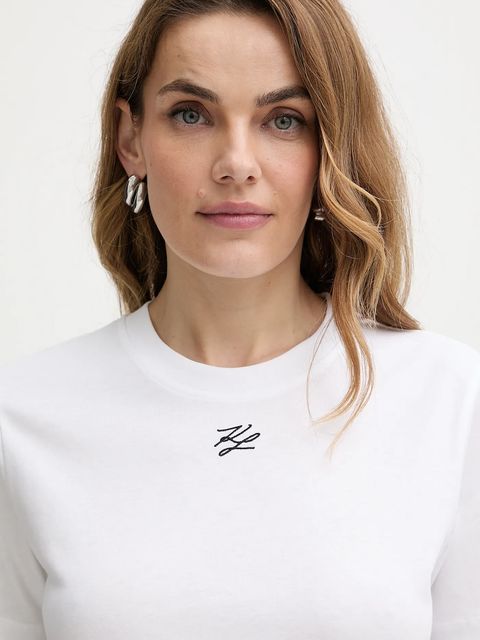 Karl Lagerfeld t-shirt bawełniany KL ESSENTIAL damski kolor biały B1W17091