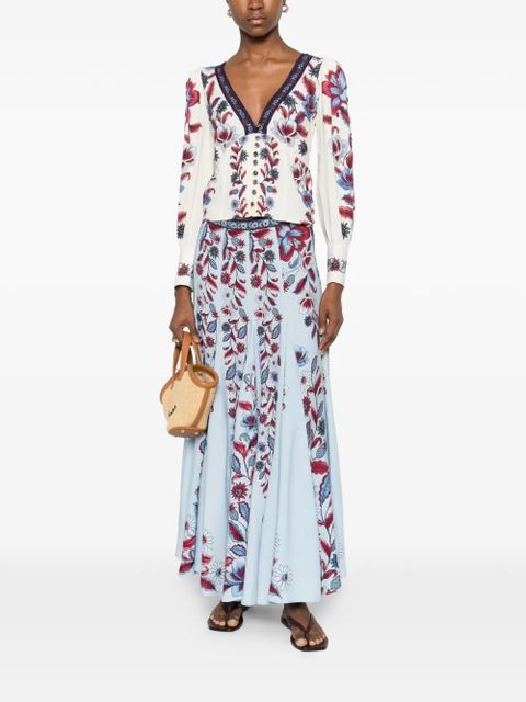 FARM Rio floral-print V-neck blouse - White - zdjęcie produktu nr 2