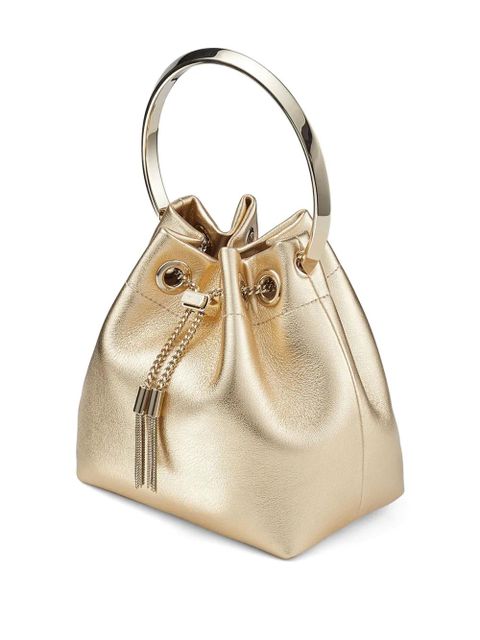Jimmy Choo Bon Bon metallic-finish bucket bag - Gold