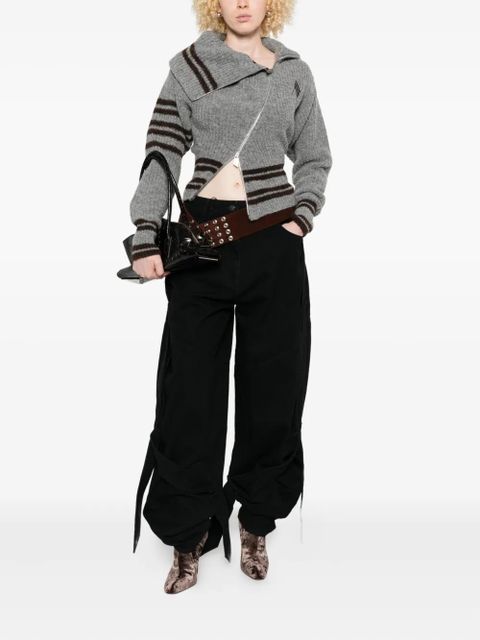 The Attico striped zip-front cardigan - Grey