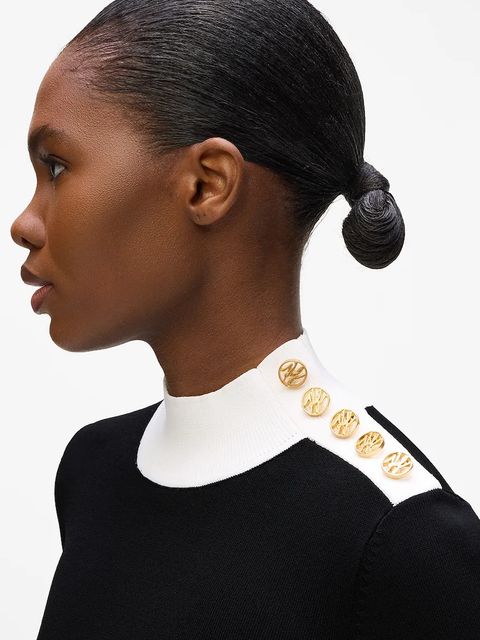 Karl Lagerfeld sweter damski kolor czarny lekki z półgolfem A4W18038