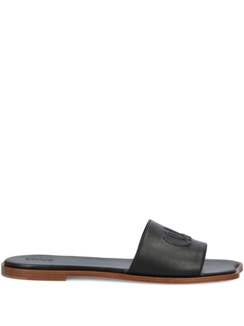 Chloé logo-embellishment flat sandals - Black - zdjęcie produktu nr 1