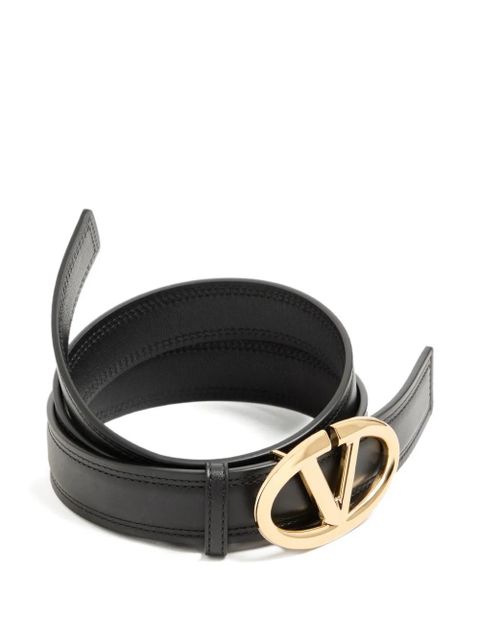 Valentino Garavani VLogo The Bold Edition belt in shiny calfskin 30 mm - Black