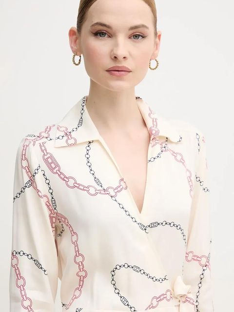 Tommy Hilfiger sukienka kolor beżowy mini rozkloszowana WW0WW44664