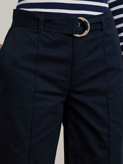 Lauren Ralph Lauren spodnie damskie kolor granatowy szerokie high waist 200876606