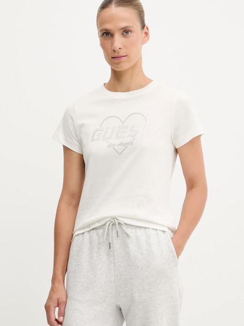 Guess t-shirt bawełniany NARCISO damski kolor beżowy V5GI10 K9RM1 - zdjęcie produktu nr 1