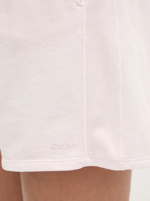 Dkny szorty bawełniane damskie kolor różowy gładkie high waist DP5S5243