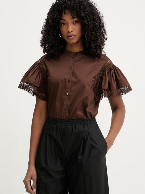 Twinset bluzka z falbanką damska bawełniana - zdjęcie produktu nr 2