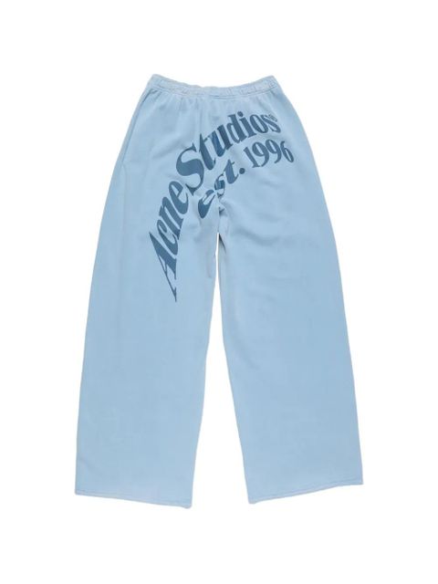 Acne Studios logo cotton trousers - Blue