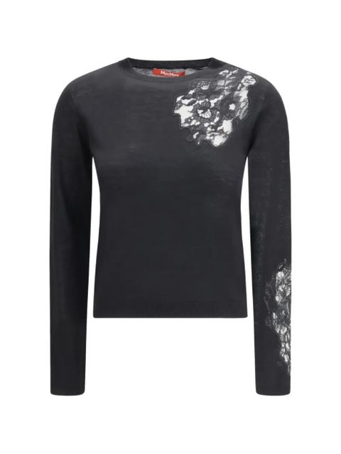 Max Mara lace appliqué T-shirt - Black - zdjęcie produktu nr 1