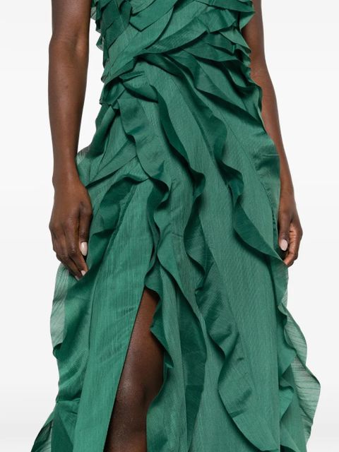Aje ruffled strapless maxi dress - Green - zdjęcie produktu nr 2