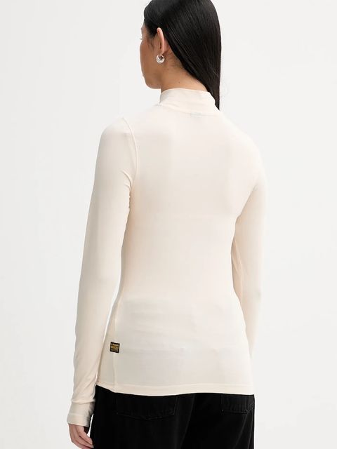 G-Star longsleeve kolor beżowy z półgolfem D27968-E299