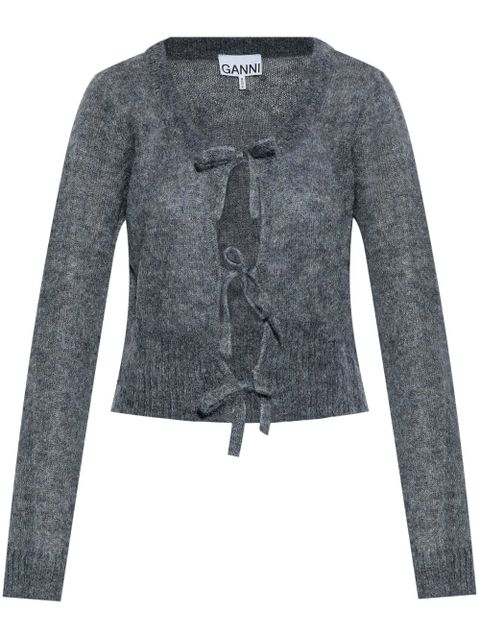GANNI self-tie fastening cardigan - Grey - zdjęcie produktu nr 1